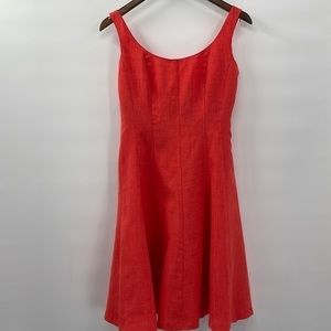 Nine & Co Dress Coral Orange Sleeveless Scoop Neck‎ A-Line Midi Size 2